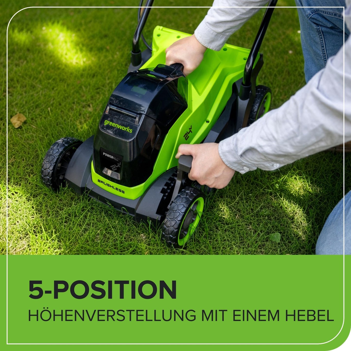 Greenworks 24V Brushless Akku-Rasenmäher 33 cm mit 4,0 Ah Akku & Ladegerät